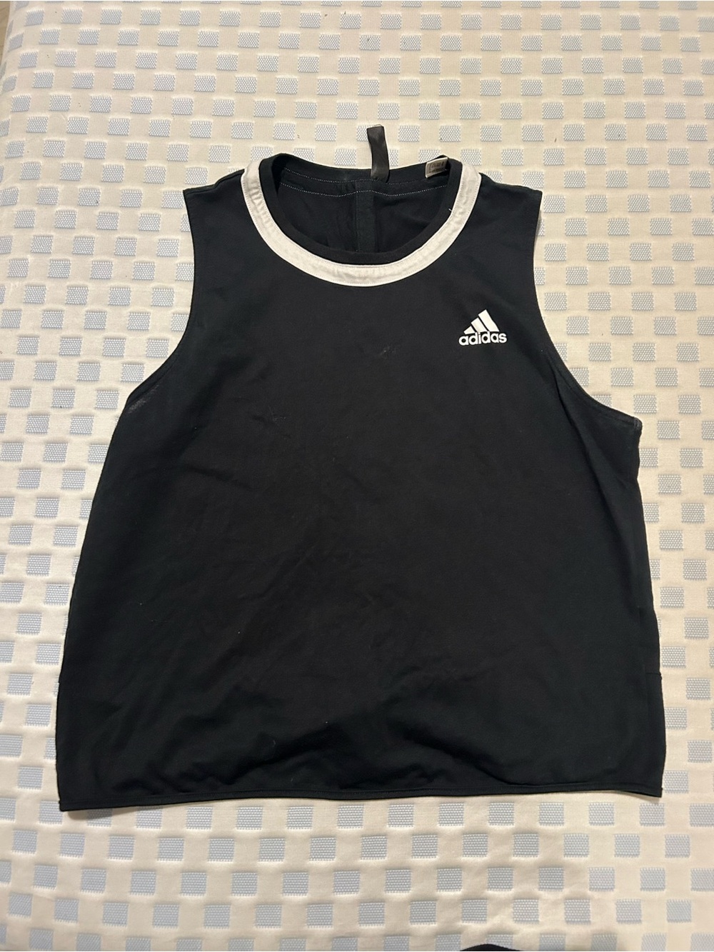 adidas Black Tank Top with White Neck Trim